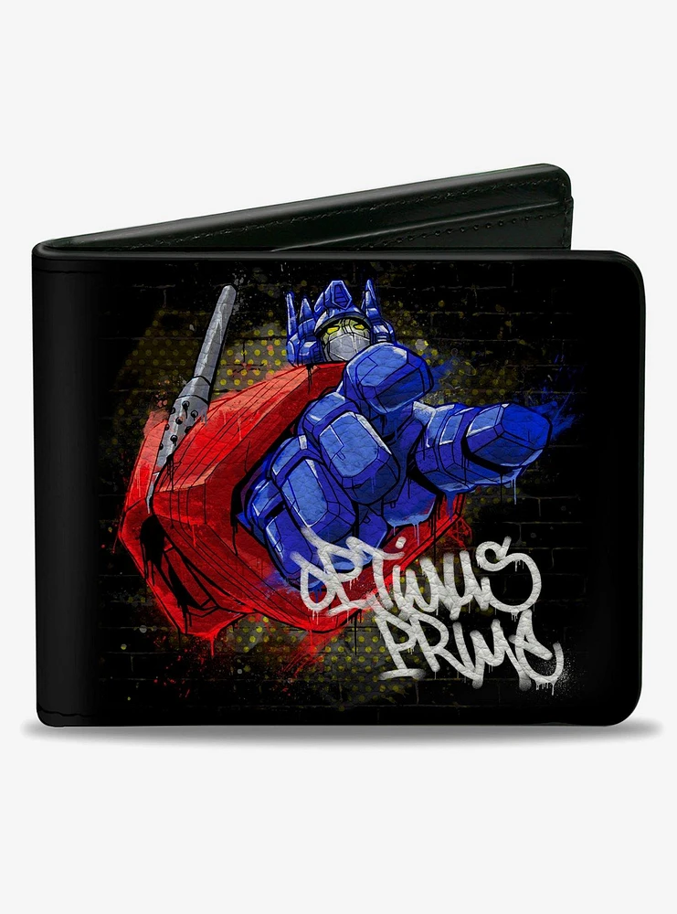 Transformers Optimus Prime Pointing Pose Tag Black Bifold Wallet