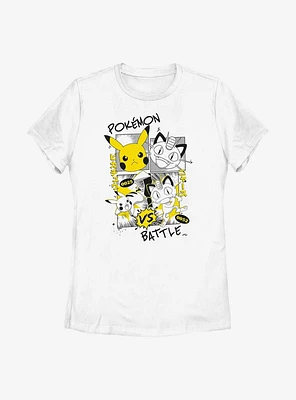 Pokemon Pikachu Meowth Manga Style Womens T-Shirt