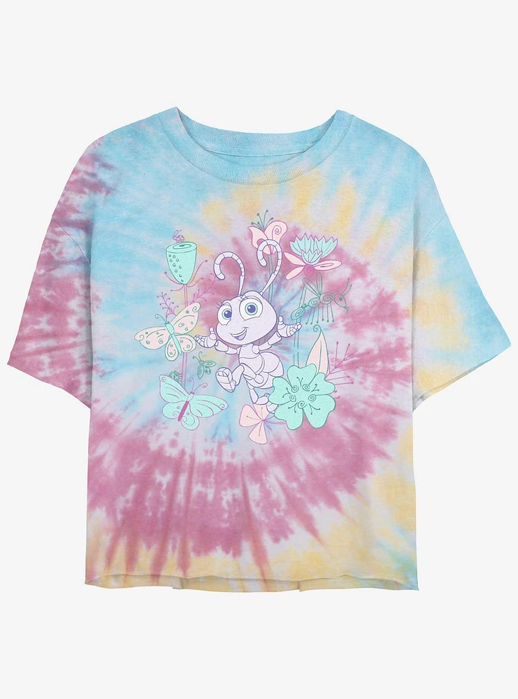 Disney A Bugs Life Princess Dot Tie Dye Crop Womens T-Shirt