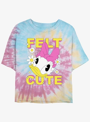 Disney Daisy Duck Felt Cute Tie Dye Crop Womens  T-Shirt
