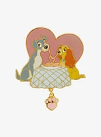 Disney Lady and the Tramp Spaghetti Dinner Heart Dangling Enamel Pin — BoxLunch Exclusive