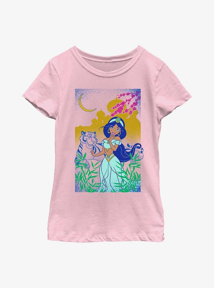 Disney Princesses Jasmine Rajah Block Print Youth Girls T-Shirt