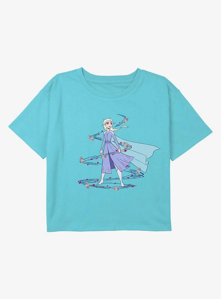 Frozen 2 Wind Youth Girls Boxy Crop T-Shirt