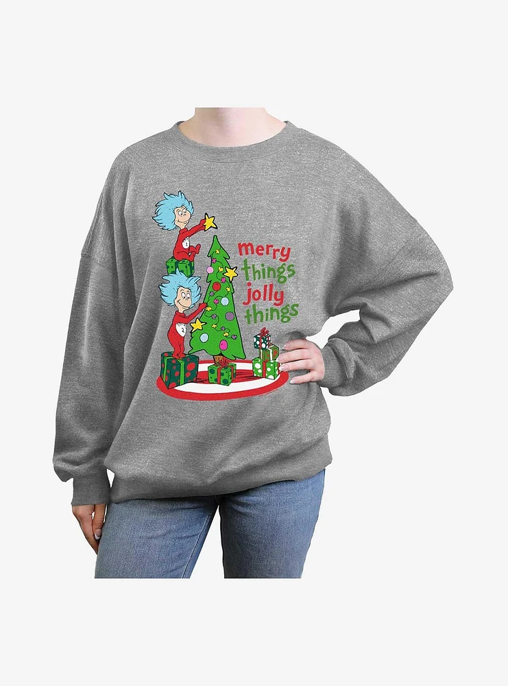 Dr Seuss Merry Things Jolly Womens Oversized Sweatshirt