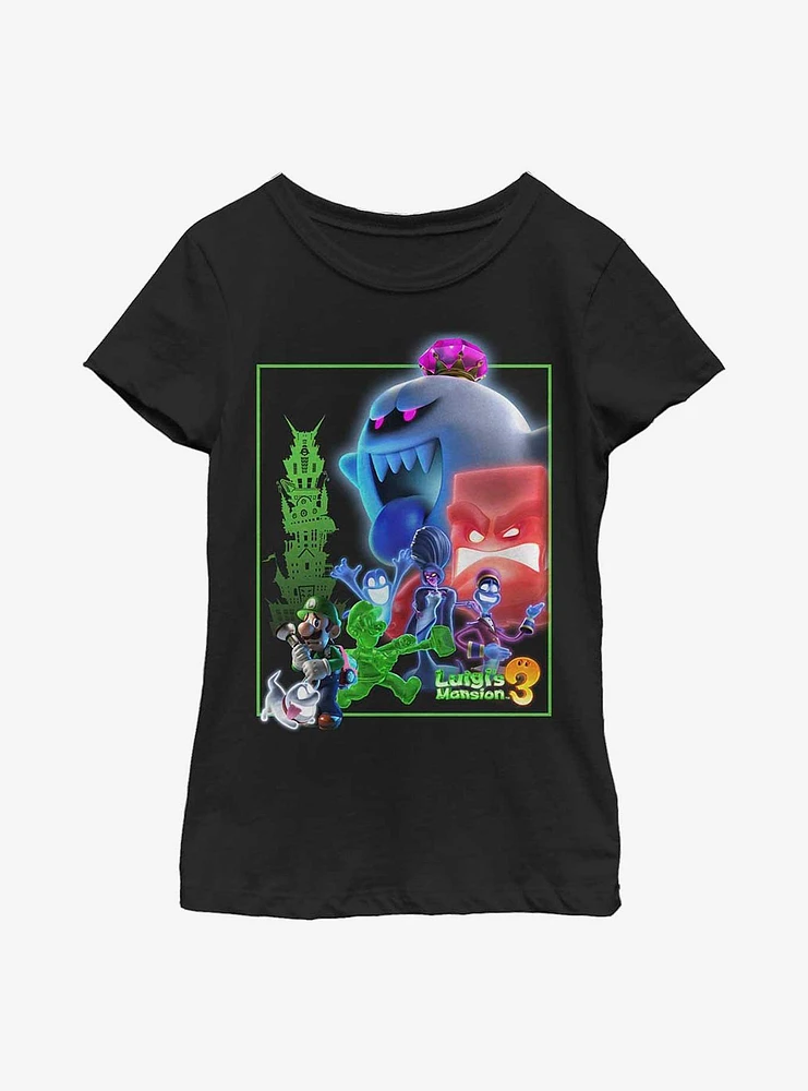 Nintendo Luigi's Mansion 3 Poster Mash-Up Youth Girls T-Shirt