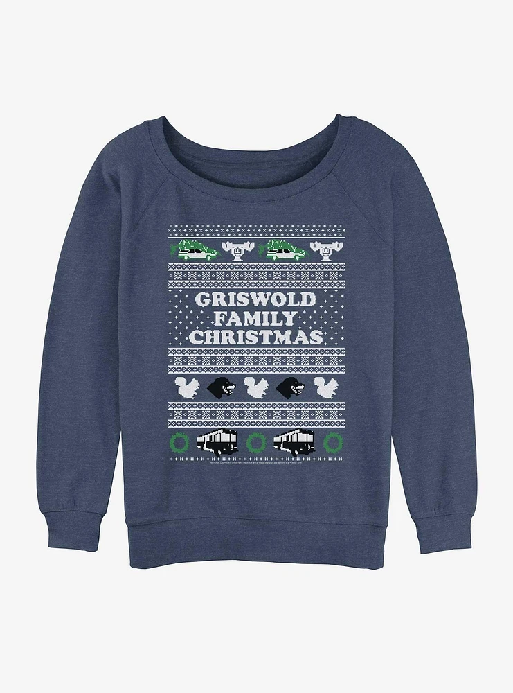 National Lampoon's Christmas Vacation Griswold Family Ugly Sweater Pattern Womens Slouchy Sweatshirt