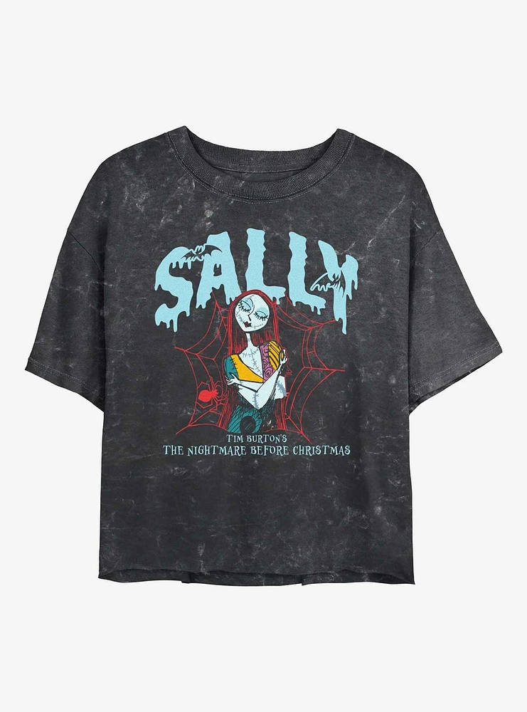 Disney The Nightmare Before Christmas Collegiate Sally Mineral Wash Womens Crop T-Shirt