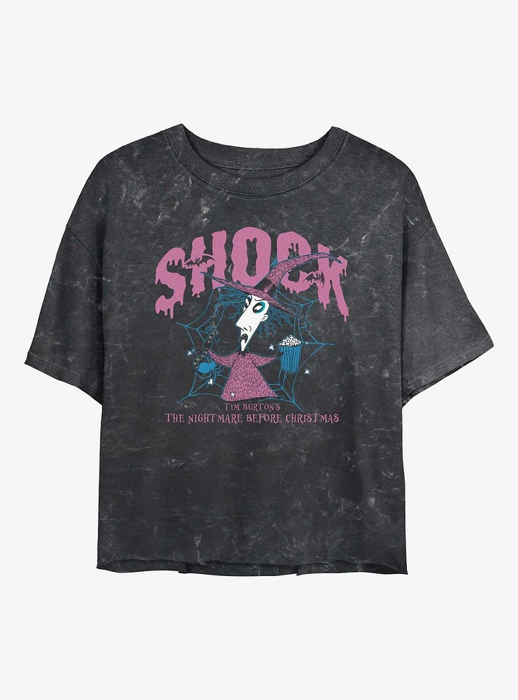 Disney The Nightmare Before Christmas Collegiate Shock Mineral Wash Womens Crop T-Shirt