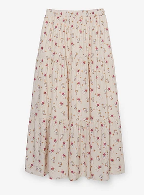 Disney Beauty and the Beast Chip & Roses Allover Print Maxi Skirt