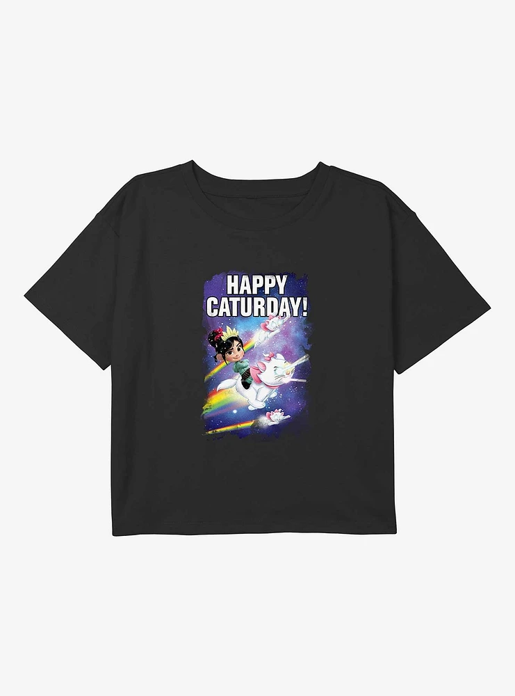 Disney Wreck It Penelope Happy Caturday Youth Girls Boxy T-Shirt
