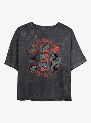Disney Villains Brutal Out There Mineral Wash Womens Crop T-Shirt