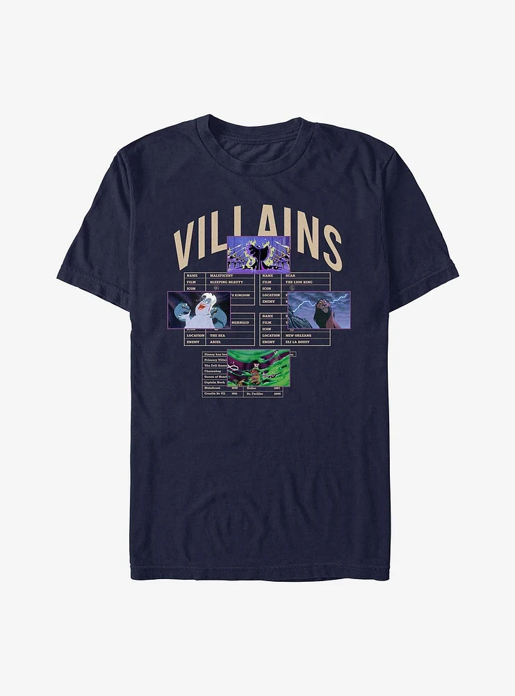 Disney Villains Data Chart T-Shirt