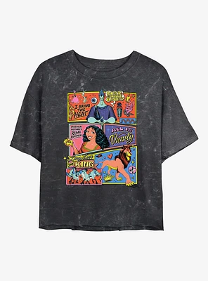 Disney Villains Collage Mineral Wash Womens Crop T-Shirt