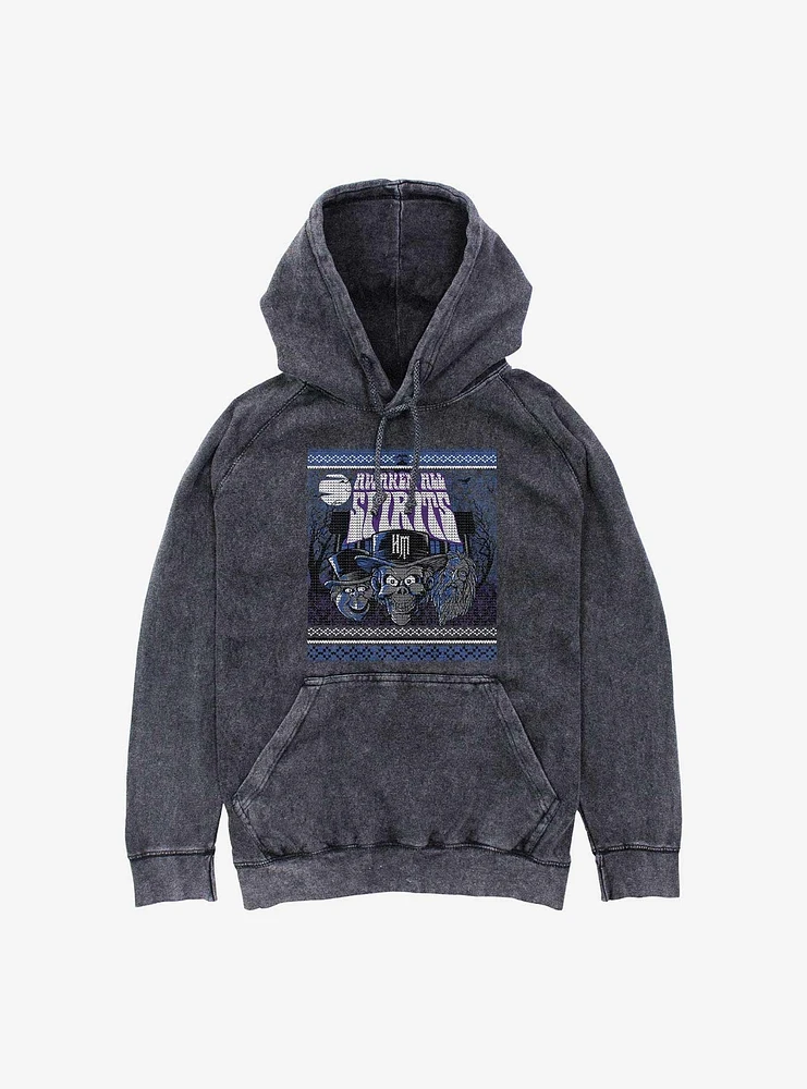 Disney The Haunted Mansion Awaken All Spirits Ugly Holiday Pattern Mineral Wash Hoodie