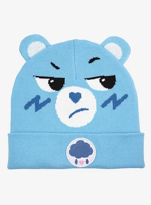 Care Bears Grumpy Bear Face Acrylic Knit Beanie With Ears