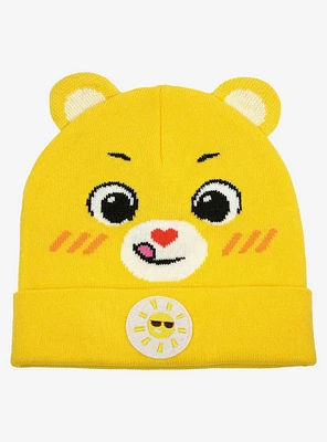Care Bears Funshine Bear Face Acrylic Knit Beanie With Ears