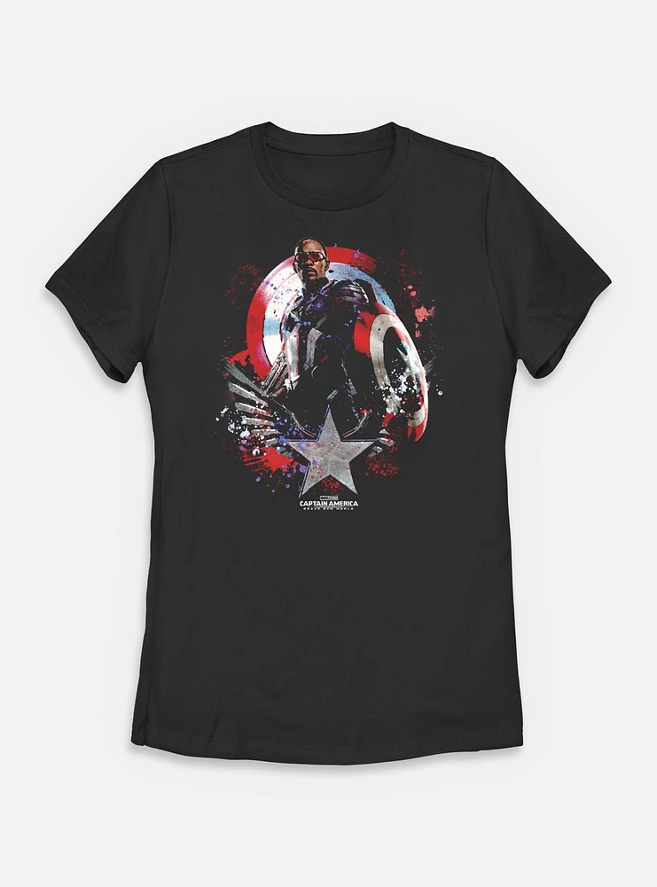 Marvel Captain America: Brave New World Paint Over Shield Womens T-Shirt