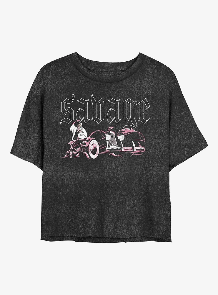 Cruella Savage Devil Mineral Wash Womens Crop T-Shirt