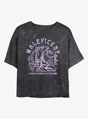 Disney Villains Maleficent Verbiage Mineral Wash Womens Crop T-Shirt