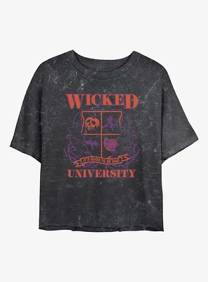 Disney Villains Wicked University Mineral Wash Womens Crop T-Shirt