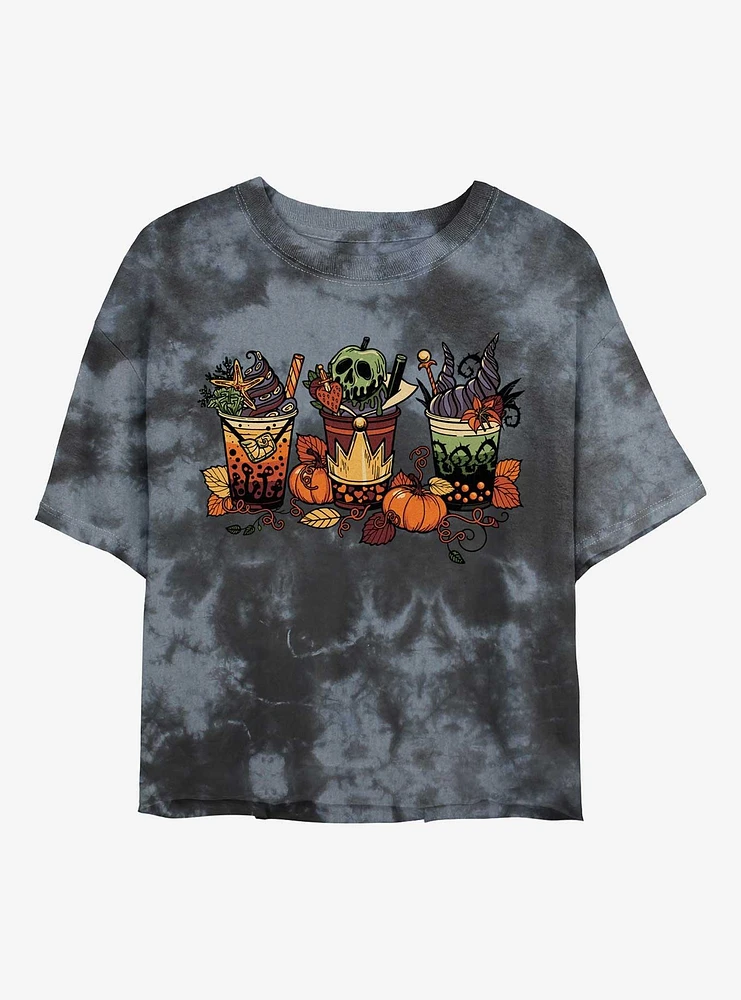 Disney Villains Villain Fall Drinks Tie-Dye Womens Crop T-Shirt