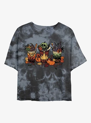 Disney Villains Villain Fall Drinks Tie-Dye Womens Crop T-Shirt