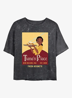 Disney The Princess And Frog Tianas Place Fresh Beignets Mineral Wash Womens Crop T-Shirt