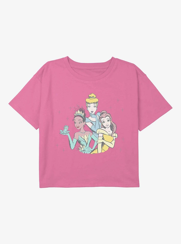 Disney Princesses Three Princess Friends Youth Girls Boxy T-Shirt