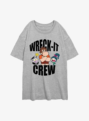Disney Wreck It Ralph Wreck-It Crew Womens Oversized T-Shirt
