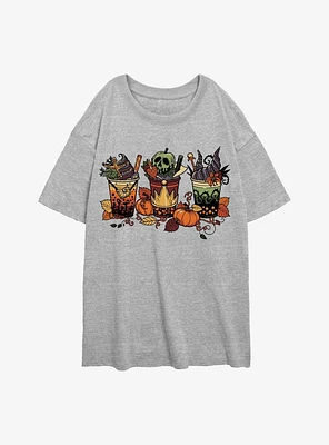 Disney Villains Villain Fall Drinks Womens Oversized T-Shirt