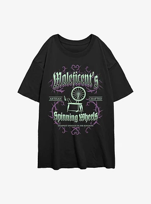 Disney Villains Maleficent Spinning Wheels Poster Womens Oversized T-Shirt
