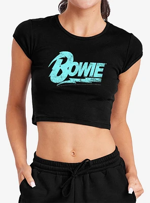 David Bowie Logo Cap Sleeve Baby Rib Women's Crop Top