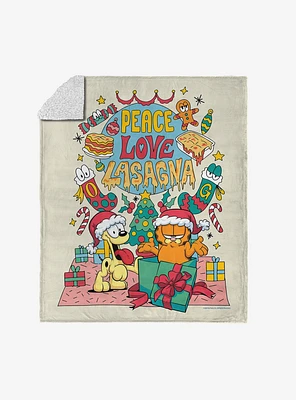 Garfield Peace Love Lasagna Silk Touch Sherpa Throw Blanket