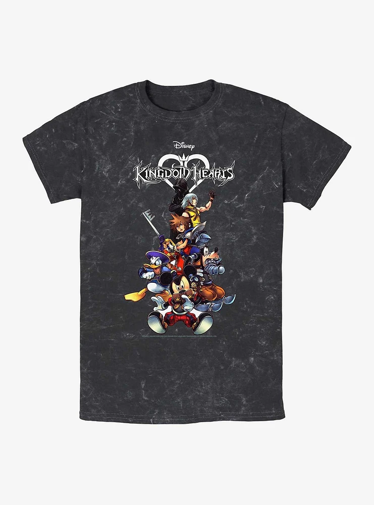 Disney Kingdom Hearts Group Stack Mineral Wash T-Shirt