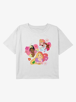 Disney Princess Heart Portraits Youth Girls Boxy Crop T-Shirt