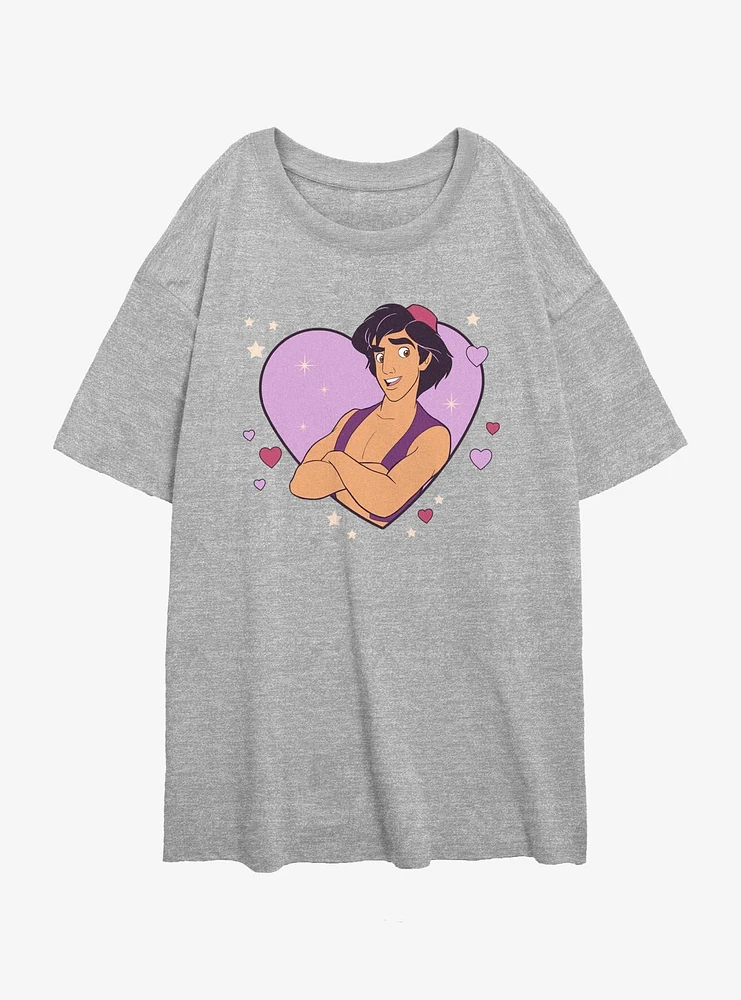 Disney Princess Aladdin Heart Womens Oversized T-Shirt