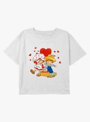 Strawberry Shortcake Cute Pair Youth Girls Boxy Crop T-Shirt