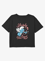 The Smurfs Lovely Blue Angel Youth Girls Boxy Crop T-Shirt