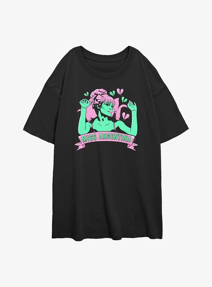 Beetlejuice Miss Argentina Hearts Womens Oversized T-Shirt