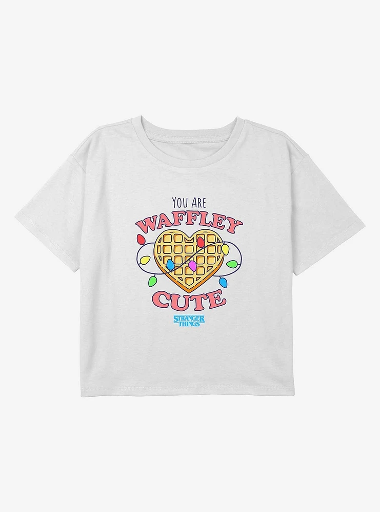 Stranger Things You Are Waffley Cute Youth Girls Boxy Crop T-Shirt