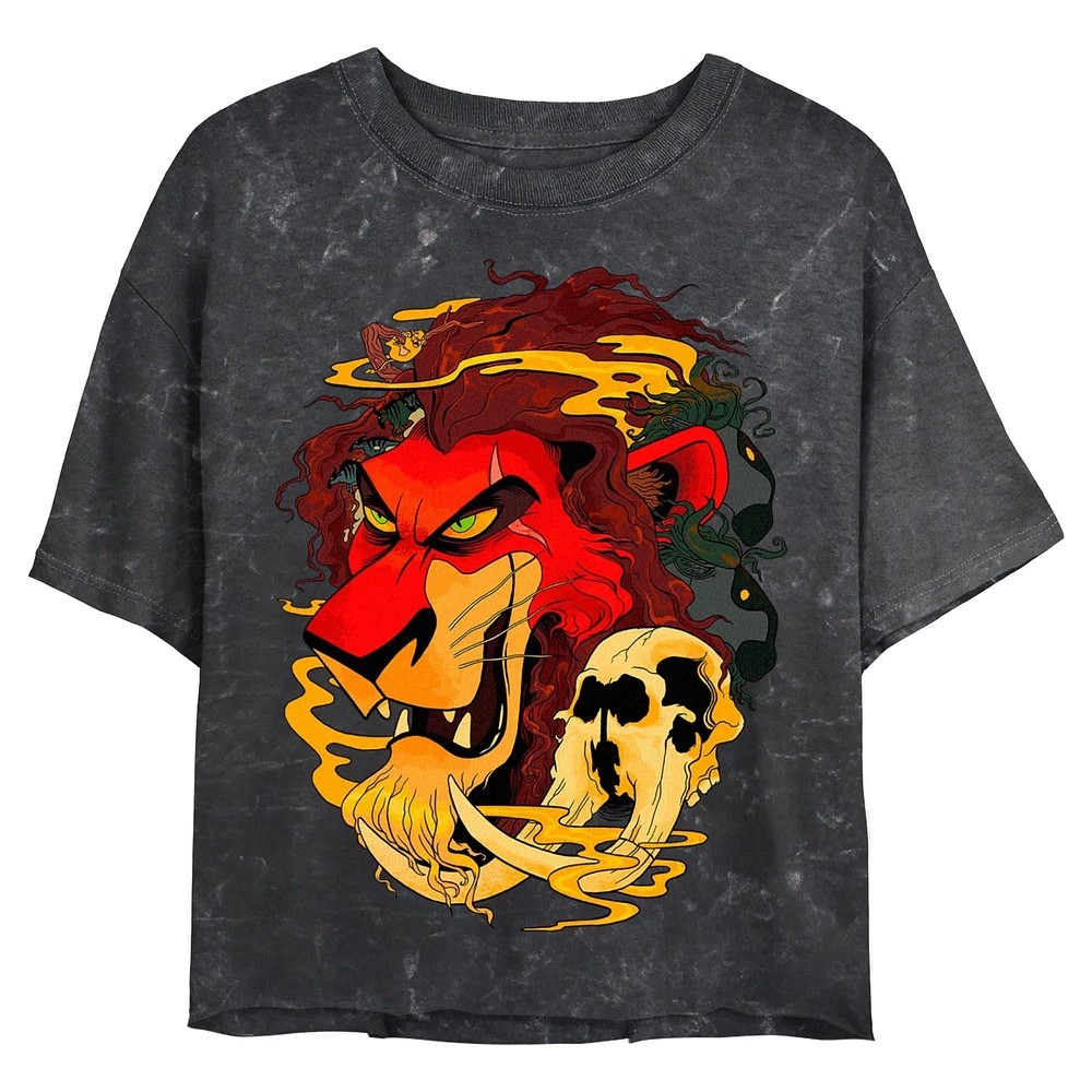 Disney The Lion King Scar Smoke Waves Mineral Wash Womens Crop T-Shirt