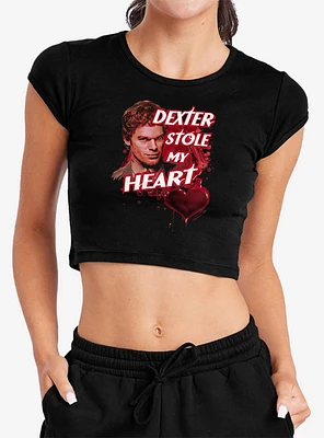 Dexter Bloody Heart Cap Sleeve Baby Rib Women's Crop Top