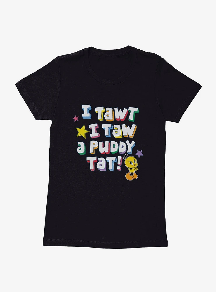 Looney Tunes Puddy Tat Bright Tweety Womens T-Shirt