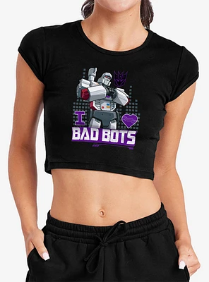 Transformers Megatron I Love Bad Bots Cap Sleeve Baby Rib Women's Crop Top