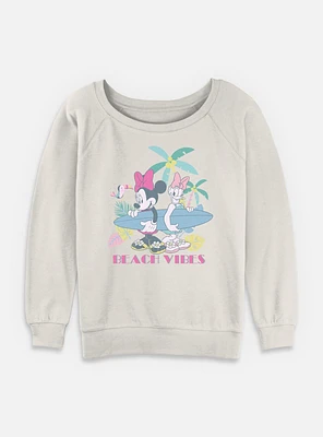 Disney Mickey Mouse Beach Vibes Surf Womens Slouchy Sweatshirt