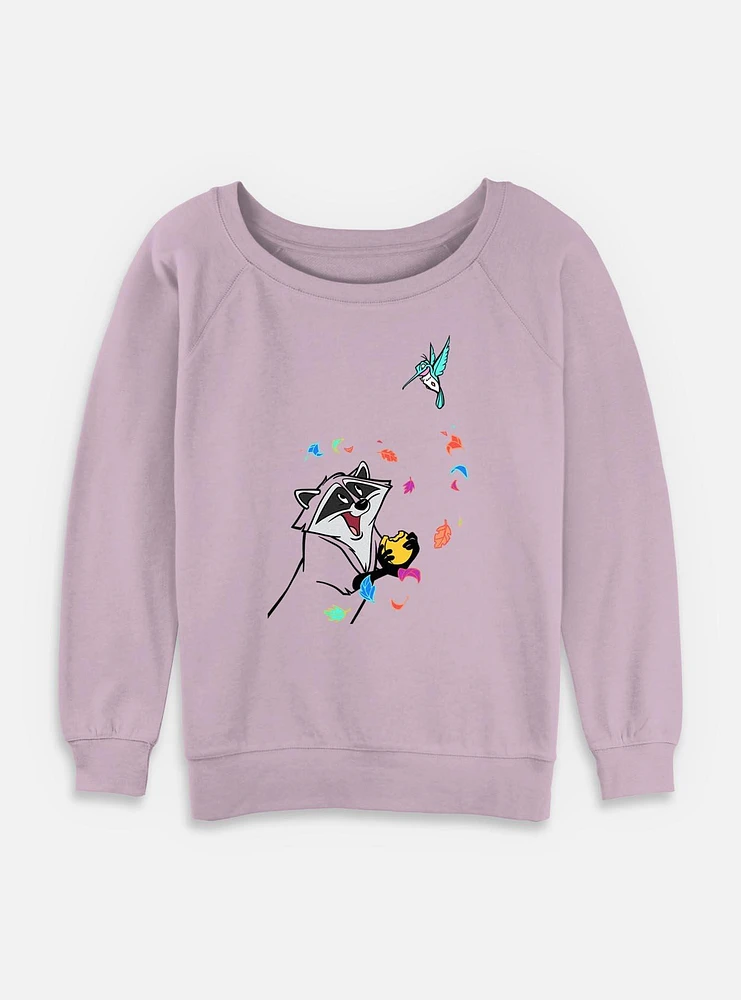 Disney Pocahontas Meeko And Flit Aura Womens Slouchy Sweatshirt