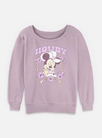 Disney Minnie Mouse Howdy Cowgirl Flowers Womens Slouchy Sweatshirt