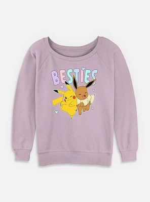 Pokemon Besties Pikachu Eevee Womens Slouchy Sweatshirt