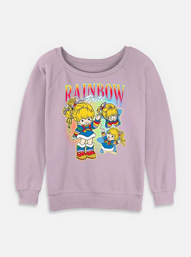 Rainbow Brite Y2K Collage Womens Slouchy Sweatshirt