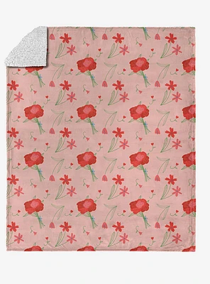 Flowers Silk Touch Sherpa Throw Blanket